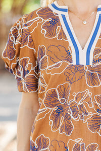 Better Every Time Brown Embroidered Dress