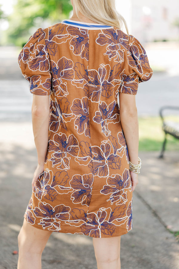 Better Every Time Brown Embroidered Dress