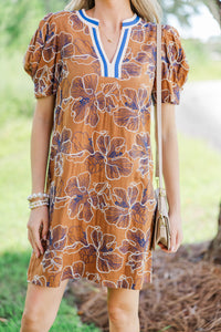 Better Every Time Brown Embroidered Dress