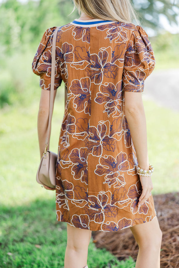Better Every Time Brown Embroidered Dress