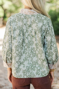 Well Gathered Olive Paisley Blouse