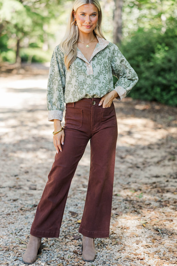 Well Gathered Olive Paisley Blouse