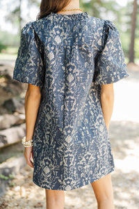 A Little Luxe Navy Brocade Dress