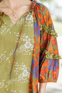 Take Another Chance Olive Floral Blouse