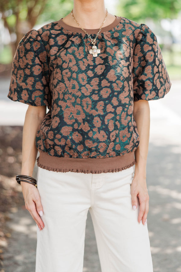 Twilight Tales Brown Velvet Leopard Blouse