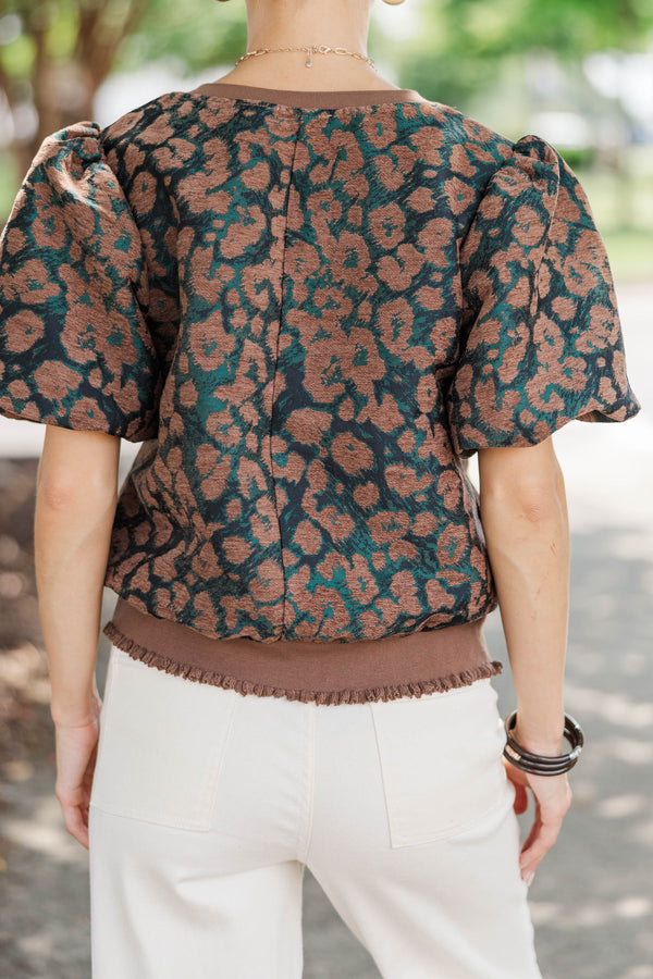 Twilight Tales Brown Velvet Leopard Blouse