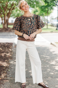 Twilight Tales Brown Velvet Leopard Blouse