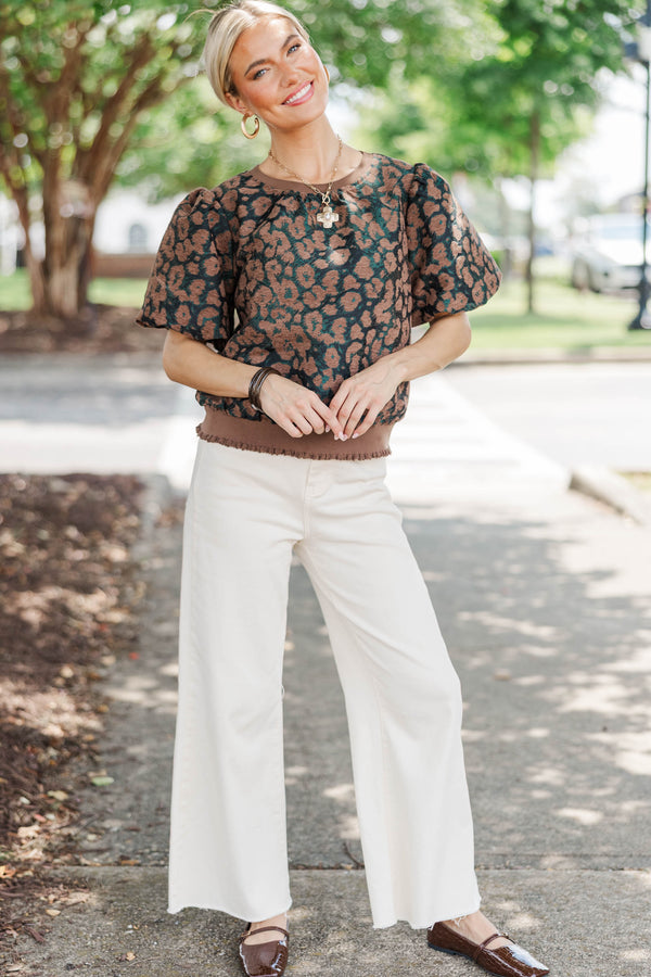 Twilight Tales Brown Velvet Leopard Blouse