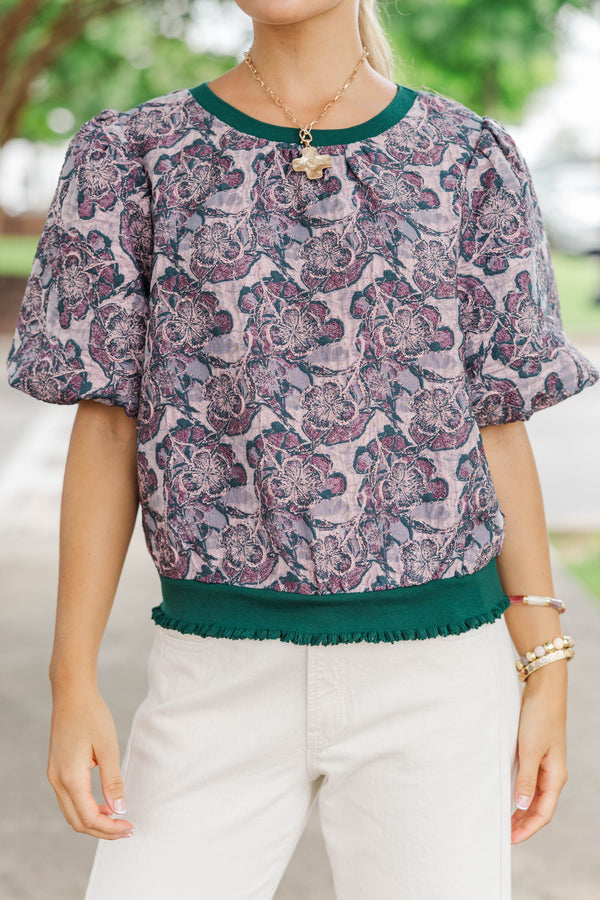 One More Thing Plum Brocade Blouse