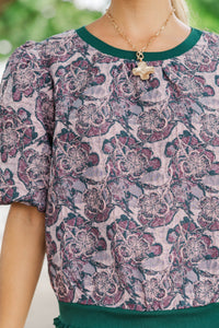One More Thing Plum Brocade Blouse
