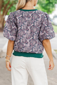 One More Thing Plum Brocade Blouse