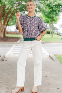One More Thing Plum Brocade Blouse