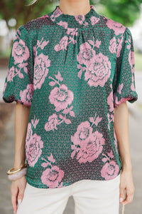 Well Loved Green Floral Blouse