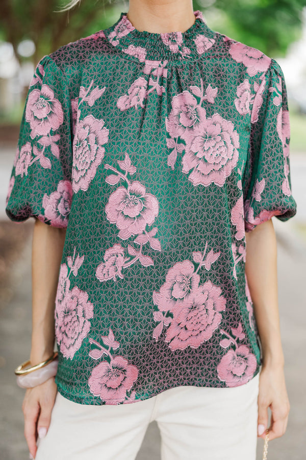 Well Loved Green Floral Blouse