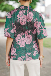 Well Loved Green Floral Blouse