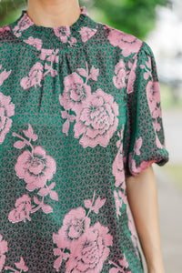 Well Loved Green Floral Blouse