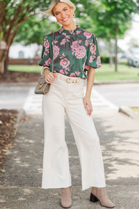 Well Loved Green Floral Blouse