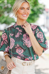 Well Loved Green Floral Blouse