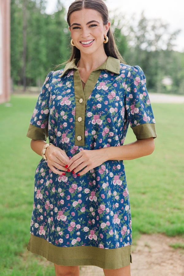 Keep This Close Blue Floral Dress