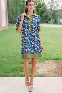 Keep This Close Blue Floral Dress