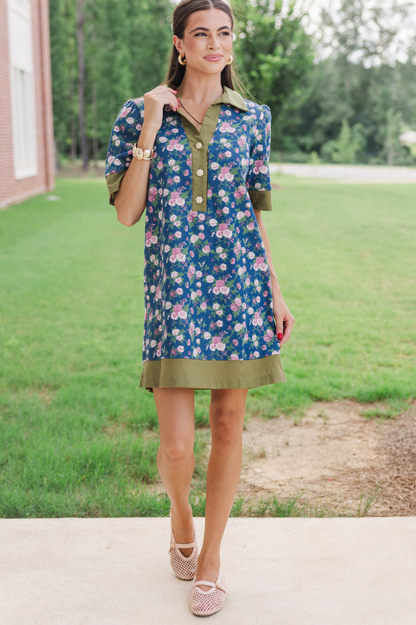 Keep This Close Blue Floral Dress
