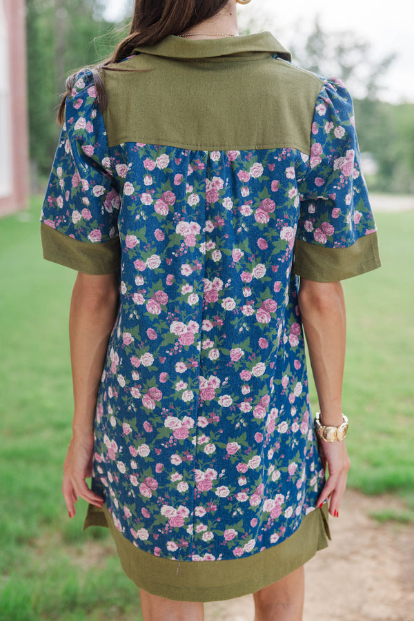 Keep This Close Blue Floral Dress