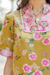 Worth Discovering Gold Floral Brocade Dress