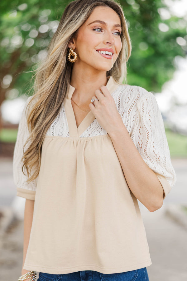 Naturally Sweet Cream Crochet Blouse