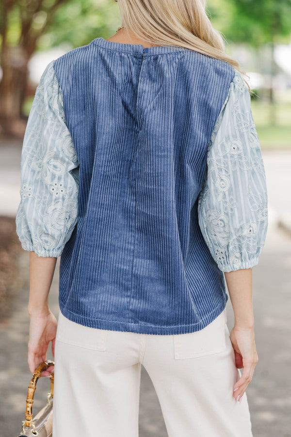 You Chose Well Navy Blue Corduroy Blouse