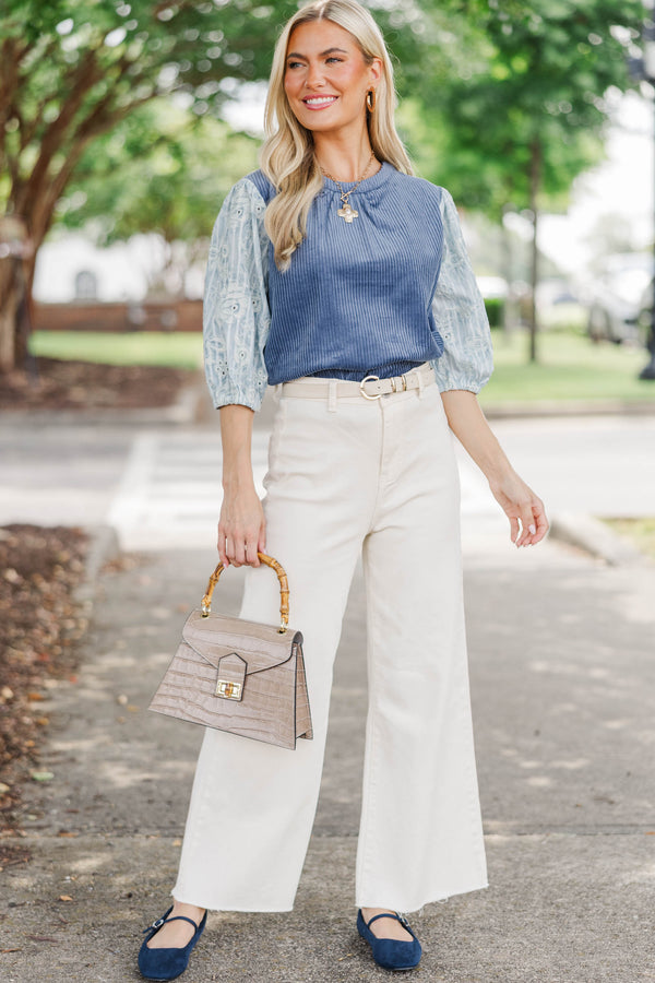 You Chose Well Navy Blue Corduroy Blouse