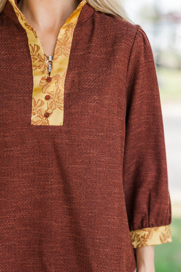 Autumn Keepsakes Brown Textured Blouse