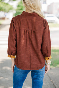 Autumn Keepsakes Brown Textured Blouse