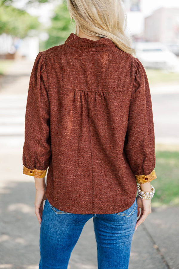 Autumn Keepsakes Brown Textured Blouse