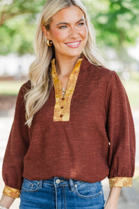 Autumn Keepsakes Brown Textured Blouse