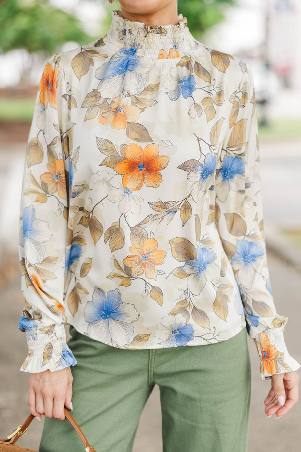 Apple Blossom Cream Floral Blouse
