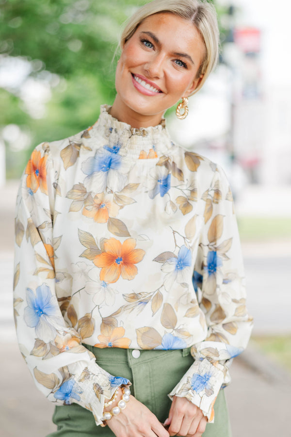 Apple Blossom Cream Floral Blouse