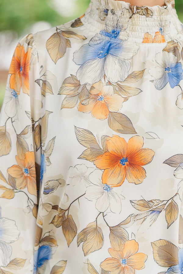 Apple Blossom Cream Floral Blouse