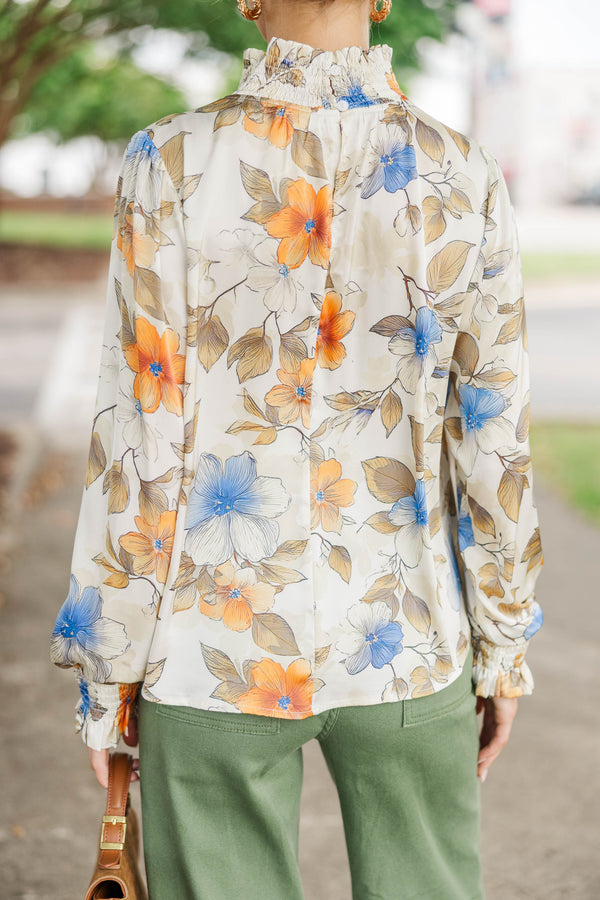 Apple Blossom Cream Floral Blouse