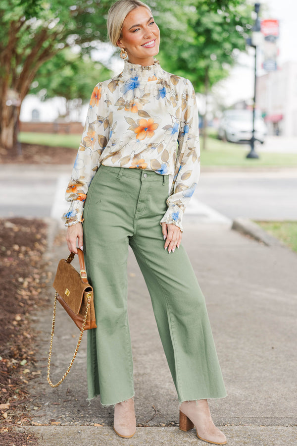 Apple Blossom Cream Floral Blouse