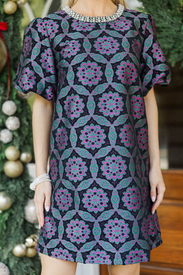 Evening Glow Pink Velvet Brocade Dress