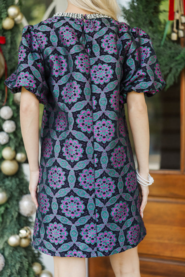 Evening Glow Pink Velvet Brocade Dress