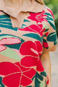 Bright Promise Brown Floral Sweater