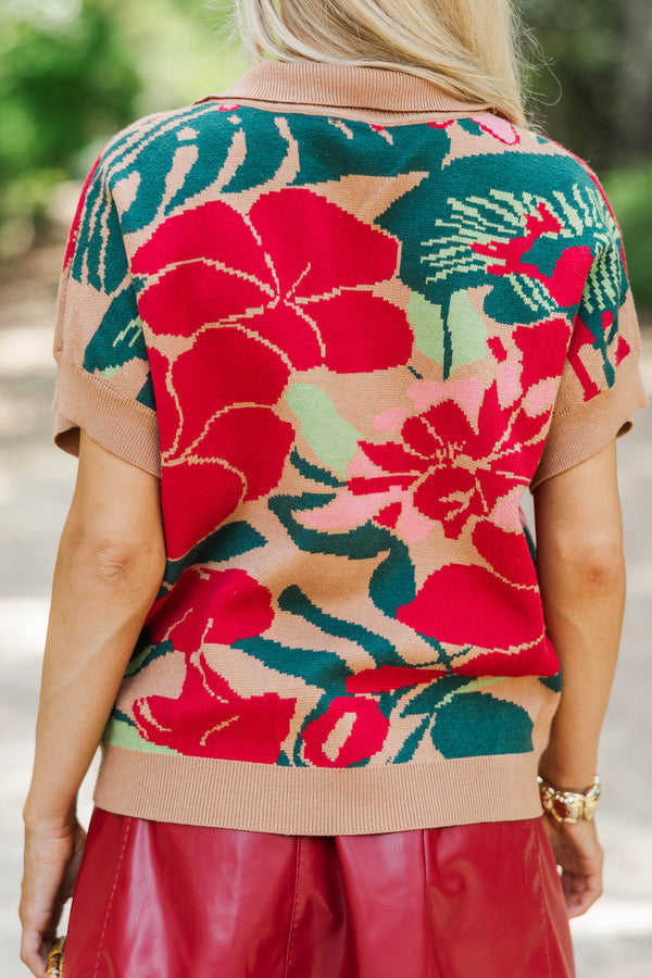 Bright Promise Brown Floral Sweater
