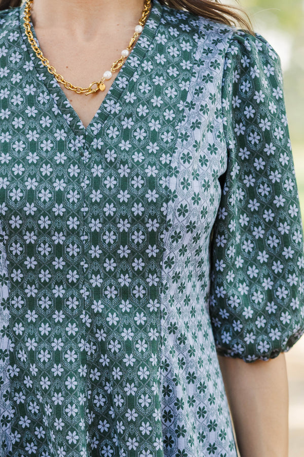 Front Porch Stories Blue Ditsy Floral Dress