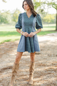 Front Porch Stories Blue Ditsy Floral Dress