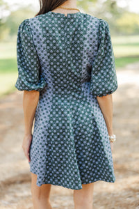 Front Porch Stories Blue Ditsy Floral Dress