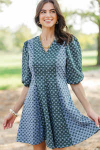 Front Porch Stories Blue Ditsy Floral Dress