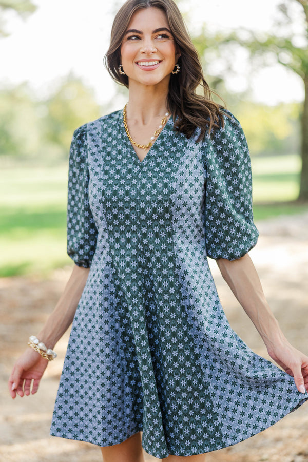 Front Porch Stories Blue Ditsy Floral Dress
