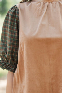 Warm Welcome Brown Plaid Blouse