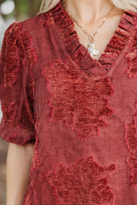 Full Hearts Rust Velvet Textured Blouse